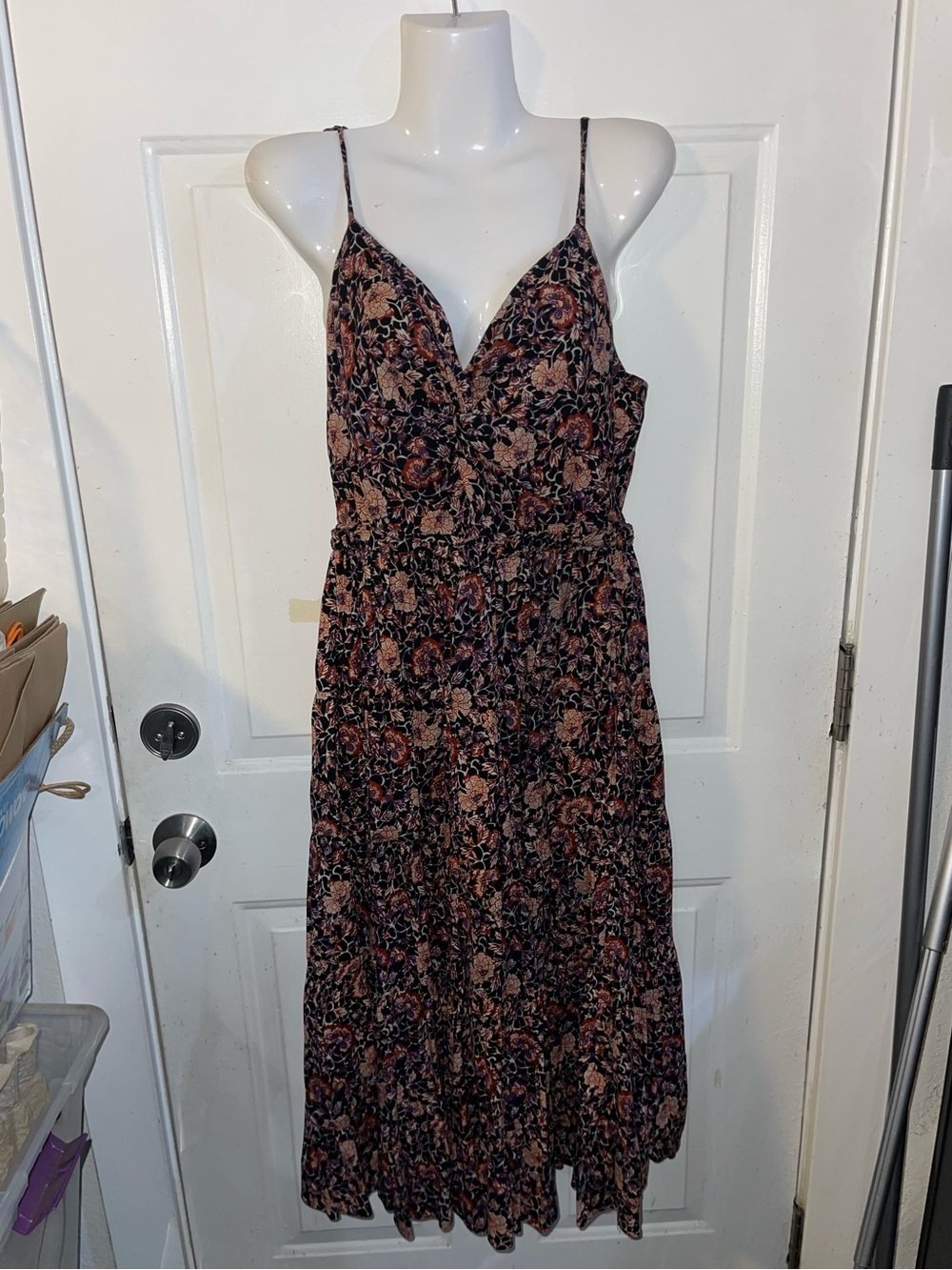 Ulla Johnson Johnson Kali Twist Front Floral Print Midi Dress SZ 6 Cotton Blend